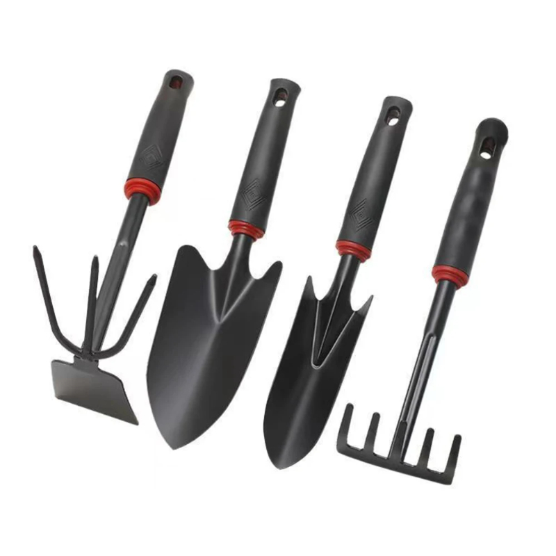 Gardening Tools Trowel - 4ピースミニガーデニングツールセット、花や野菜の植え付け用のトロウェル、熊手、鍬付き、屋外家庭用手動園芸用品
