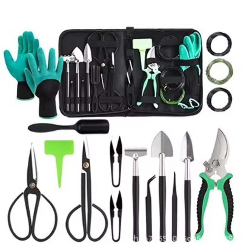 Gardening Tools Scissors - 多機能24点セット人間工学に基づいたステンレス製園芸工具セット、ハサミ、シャベル、掘削ツール、ハードケース、OEM