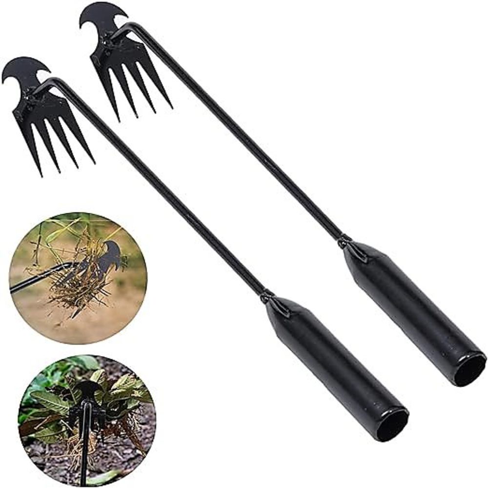 Gardening Tools For Weeds - 4 歯 - 庭用多機能ハンド除草機 - 耐久性とポータブル庭除草ツール、野菜園芸