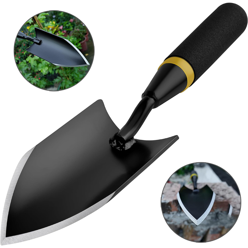 Gardening Tools Trowel - 頑丈なマンガン鋼ガーデンシャベル - 人間工学に基づいたゴムハンドル付きの曲がらないガーデンこて、超硬質土壌掘削ツール