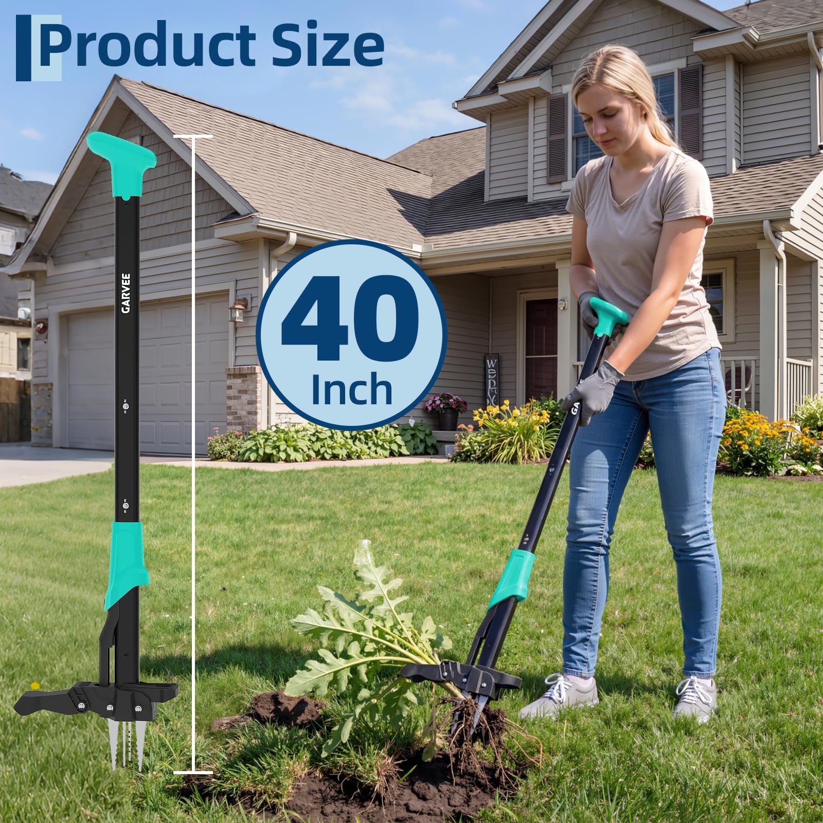 Gardening Tools For Seniors - ロングハンドル式自立型雑草抜き、腰をかがめる必要なし、簡単に雑草を除去 – 力の入れやすい、頑丈なフットペダルと軽量アルミ製除草ツール、高齢者向けの腰に優しいガーデンギフト