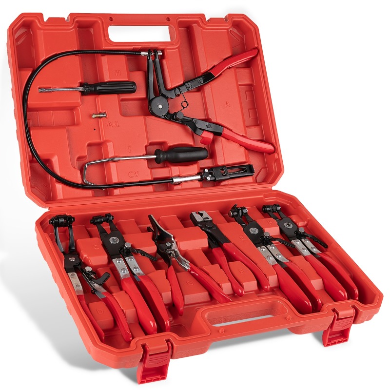 Gardening Tools Long Handle - 9個入りロングハンドルホースクランププライヤーセット、燃料パイプスプリングクランプ取り外しツールキット、自動車修理用オイル/水ホース交換用
