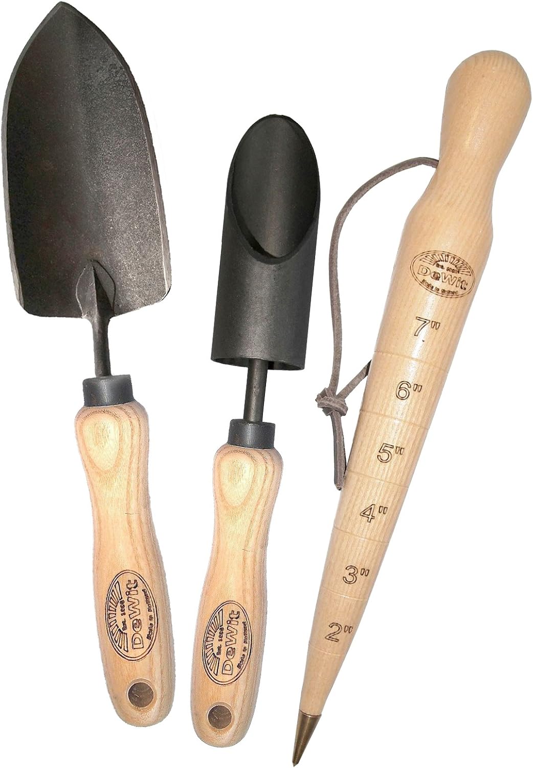 Gardening Tools Trowel - 3点セット球根植え付けギフトセット – アマリリス球根植え付け器、木製ドリッパー、小型鍛造スコップを含むプレミアムガーデンハンドツール