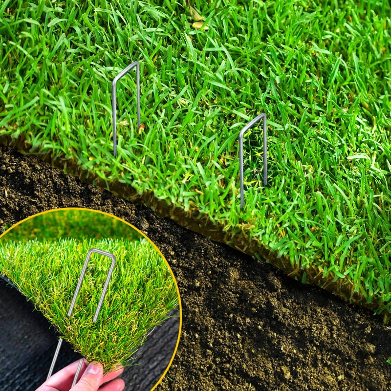 10個入りU字型ガーデンネイル人工芝ネイルヘビーフェンスパイ - Gardening Tools For Weeds のレビューと価格