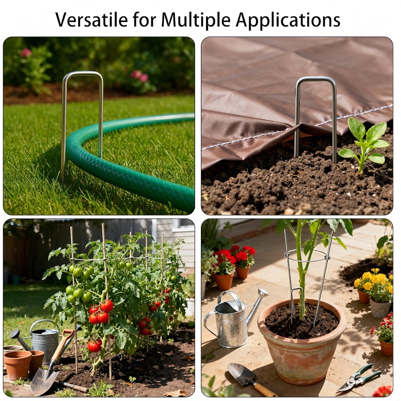 10個入りU字型ガーデンネイル人工芝ネイルヘビーフェンスパイ - Gardening Tools For Weeds のレビューと価格