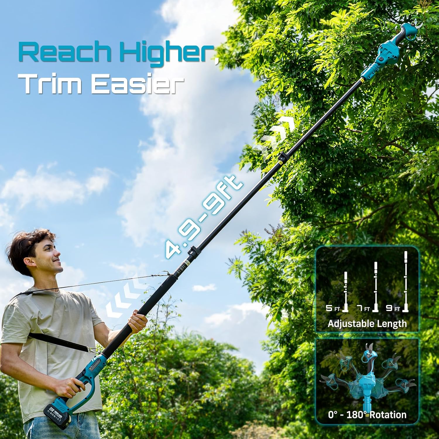 SEESII 2.5m ブラシレス伸縮ポール 33mm 電動 - Gardening Tools Scissors のレビューと価格