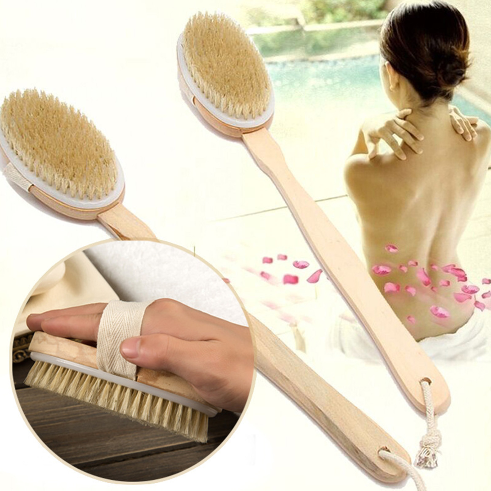 木製取り外し可能なロングハンドルシャワーボディブラシ入浴マッ - Gardening Tools Long Handle のレビューと価格