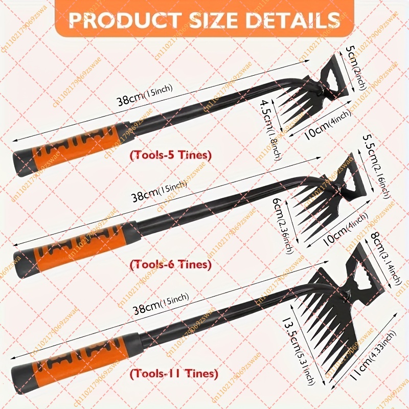 2 in 1 カーボンスチール製ガーデン除草レーキ 手動土壌 - Gardening Tools For Weeds のレビューと価格