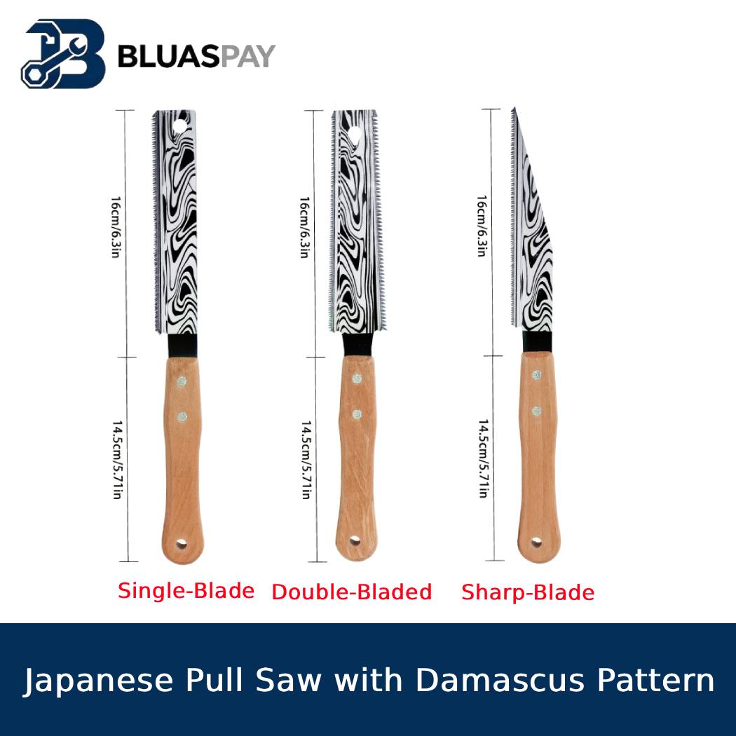 日本のプルソーセット、ダマスカス模様の木製ハンドル付きハンド - Gardening Hand Tools Japanese のレビューと価格